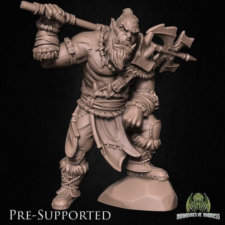 Orc Barbarian, Dhog Skullcrush | Miniatures of Madness
