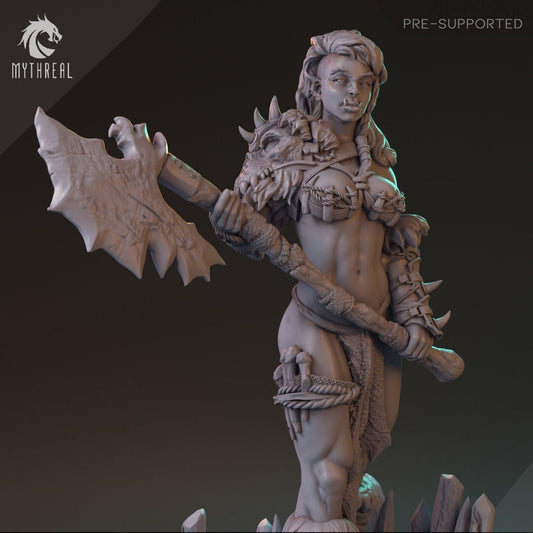 Female Orc Barbarian, Nerteh Mickhar | MythReal Games