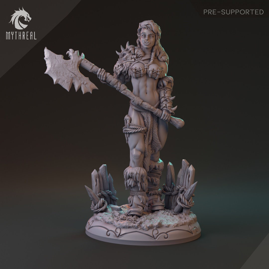 Female Orc Barbarian, Nerteh Mickhar | MythReal Games