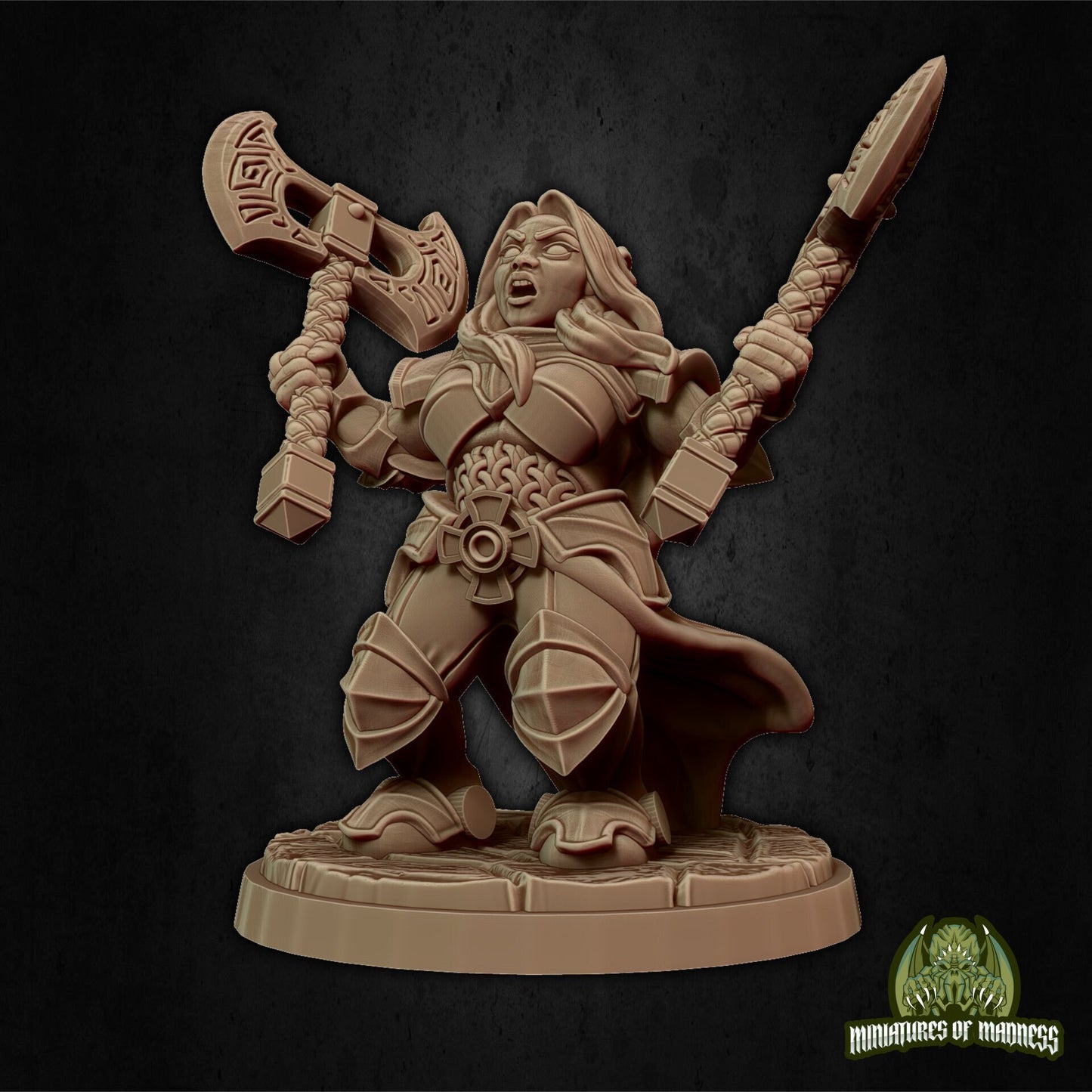 Ignes The Assoult, Female Dwarf Fighter | Miniatures of Madness