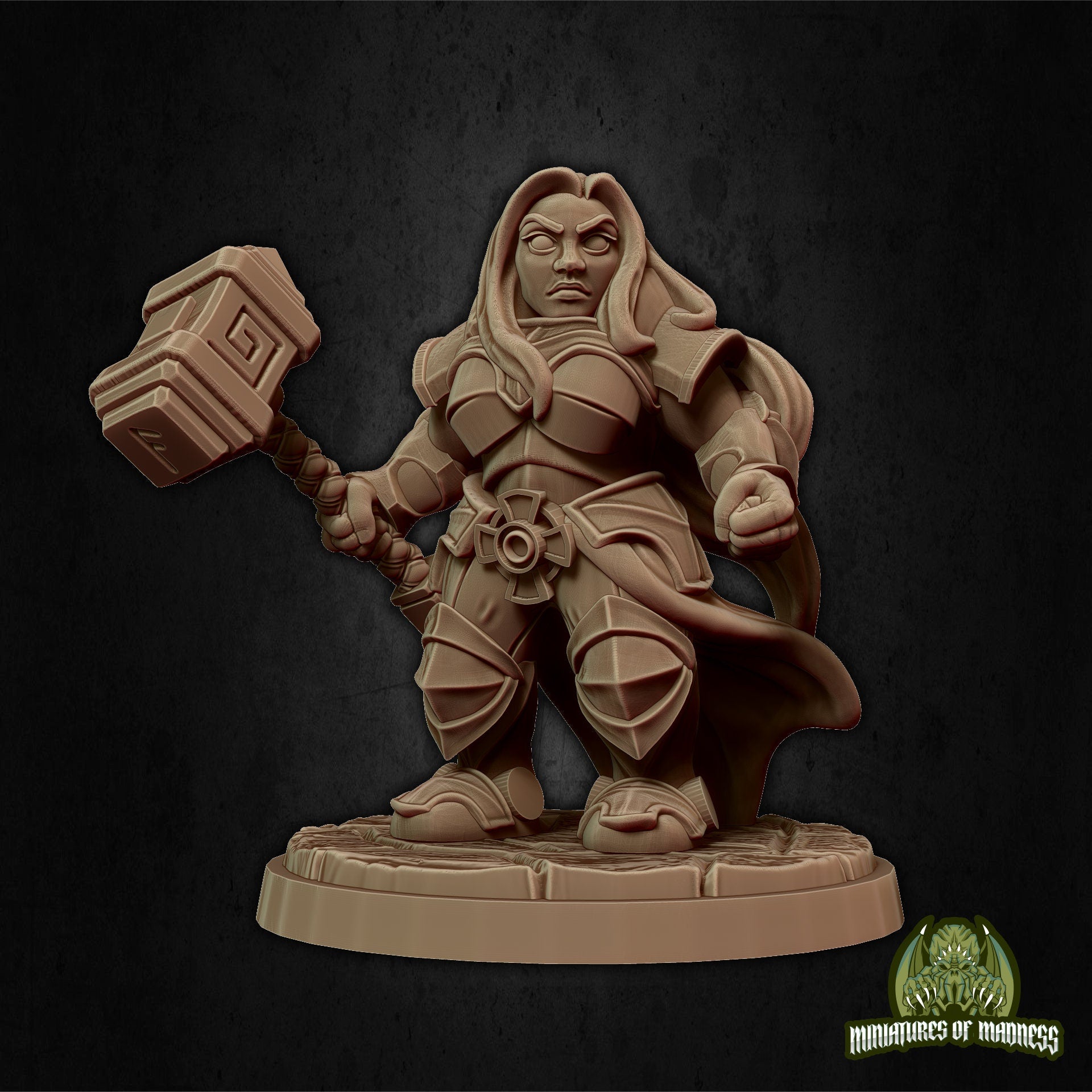 Malyan The Proud, Female Dwarf Paladin Cleric | Miniatures of Madness