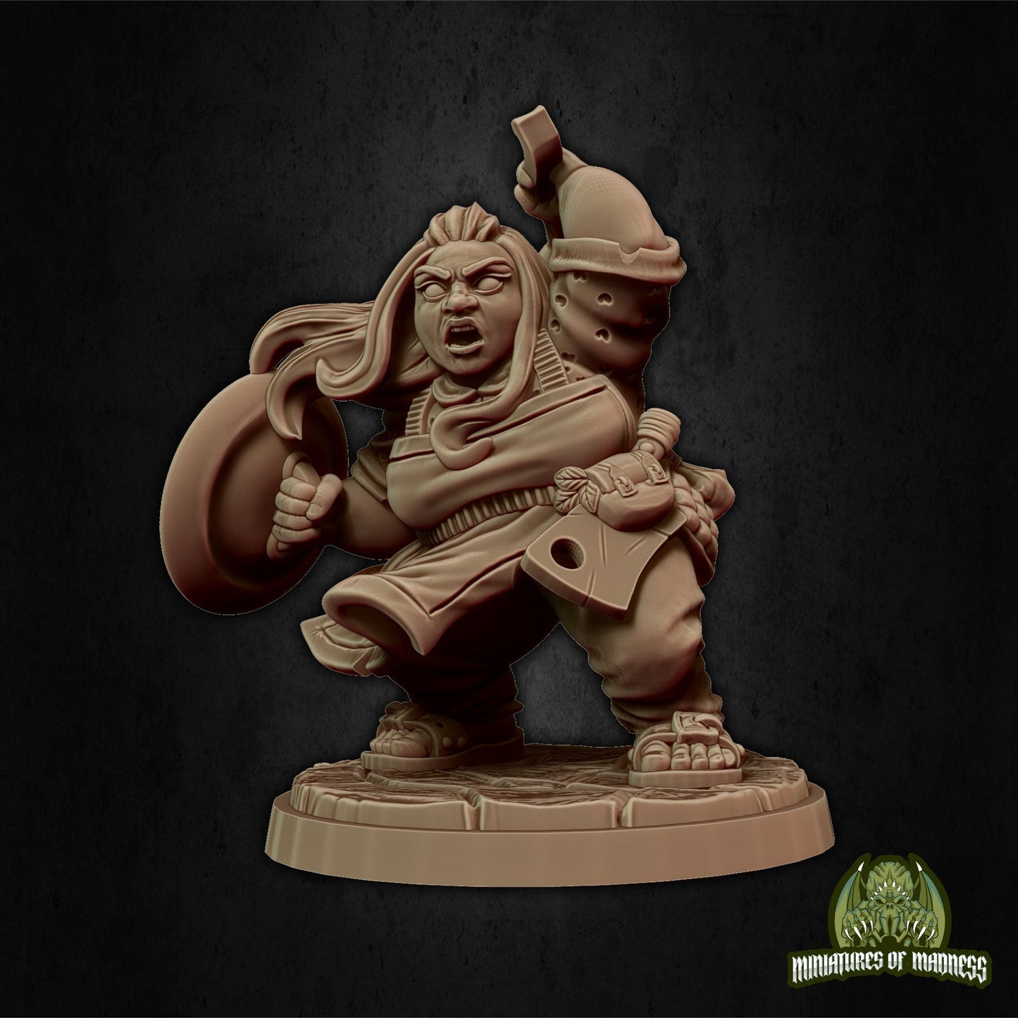 Mimma the Melee Housewife, Female Dwarf Fighter | Miniatures of Madness