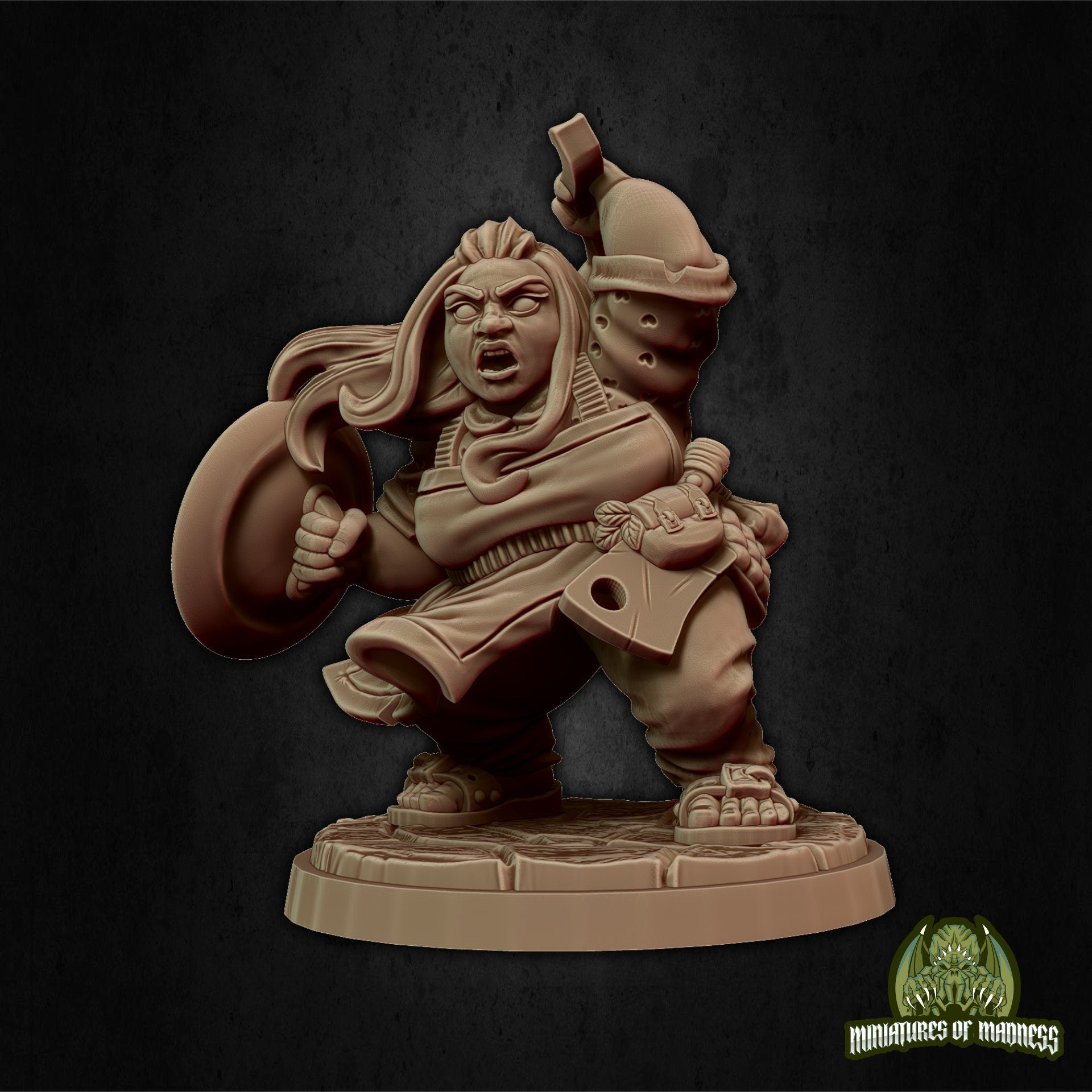 Mimma the Melee Housewife, Female Dwarf Fighter | Miniatures of Madness