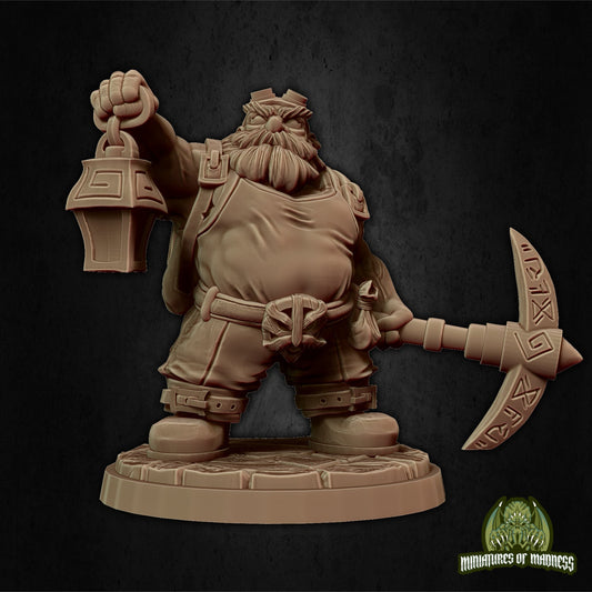 Rufus Breakrock, Dwarf Miner | Miniatures of Madness