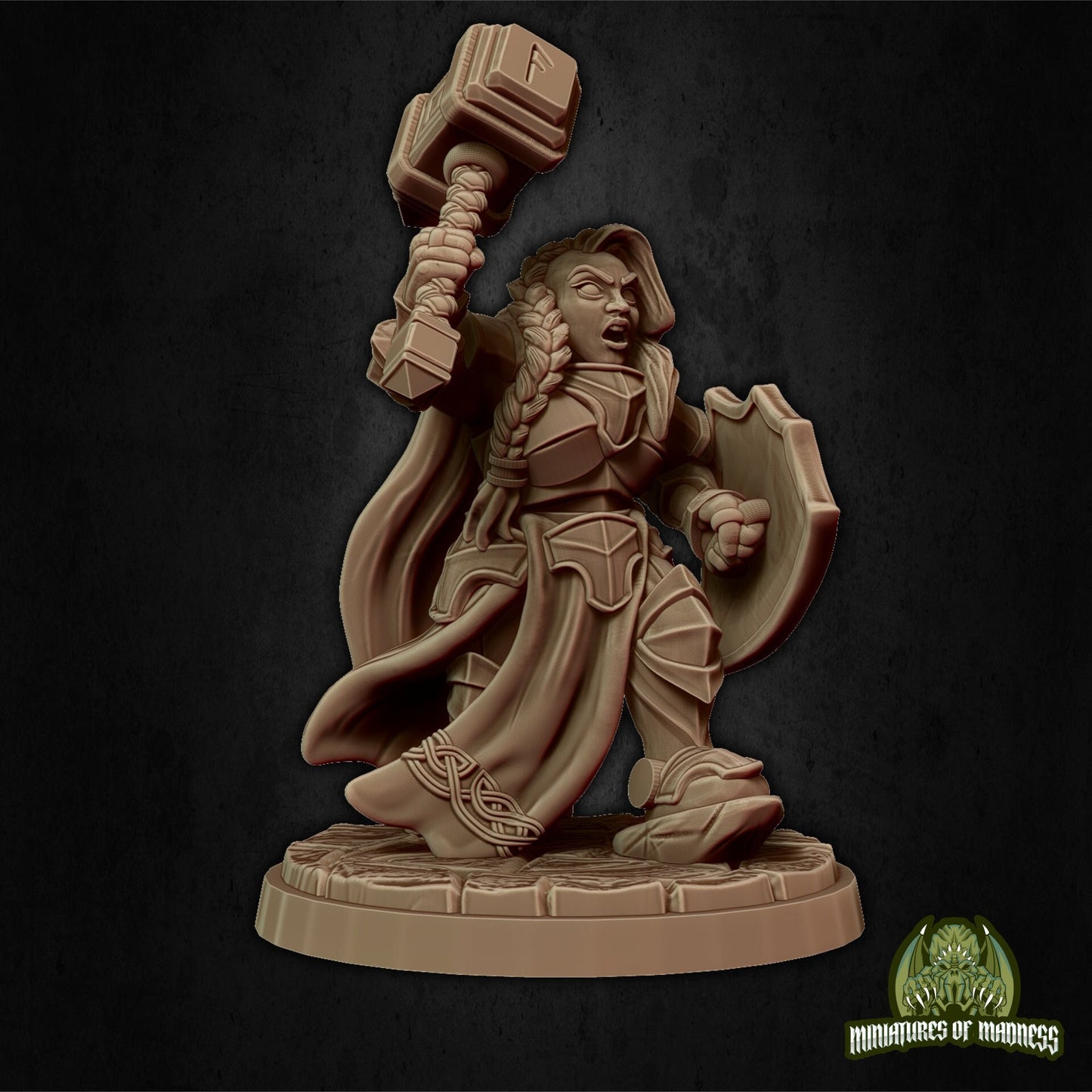 Bryna the Indomitable, Female Dwarf Paladin Cleric | Miniatures of Madness