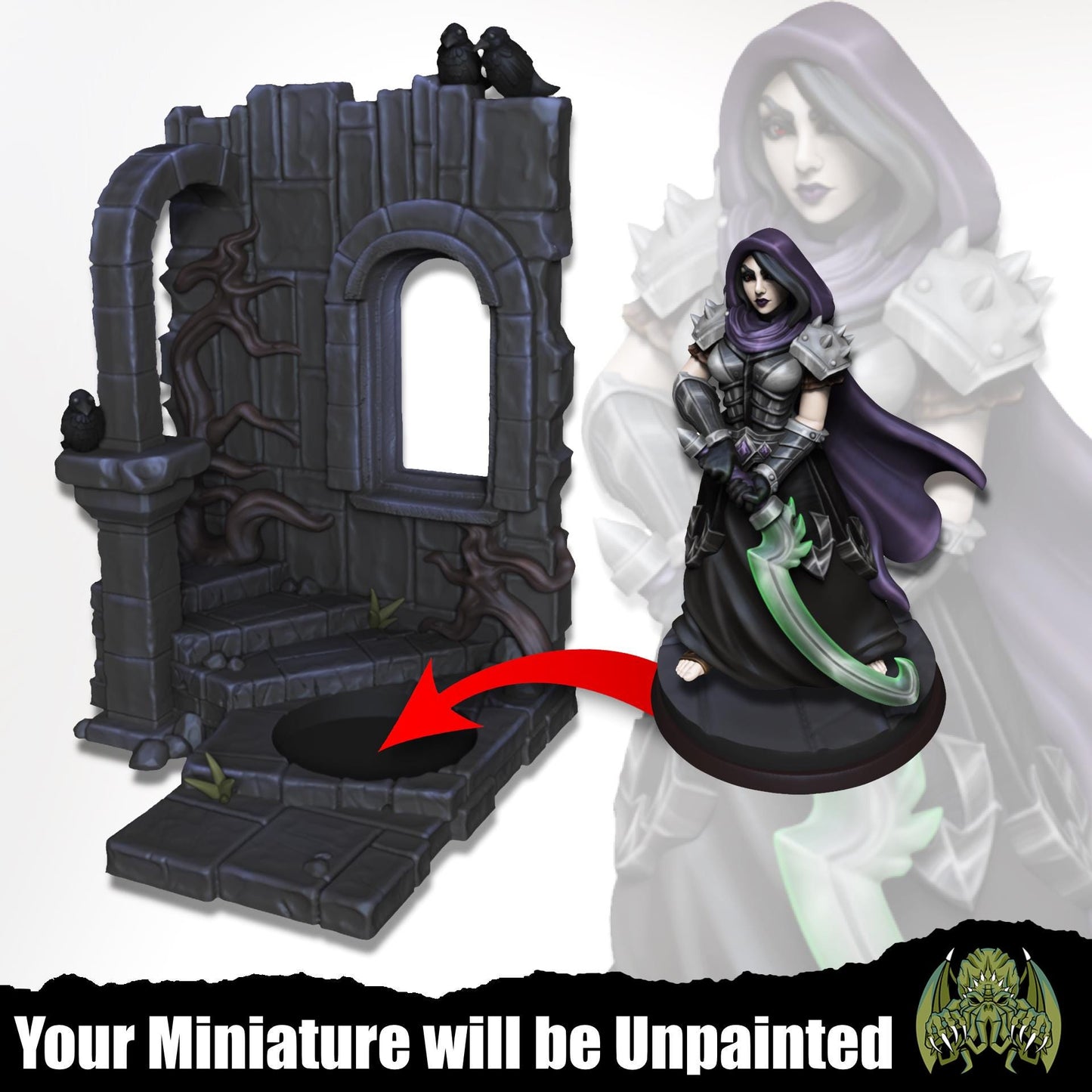 Beatrix The Reaper - Female Fighter Paladin Warlock Cleric | Miniatures of Madness