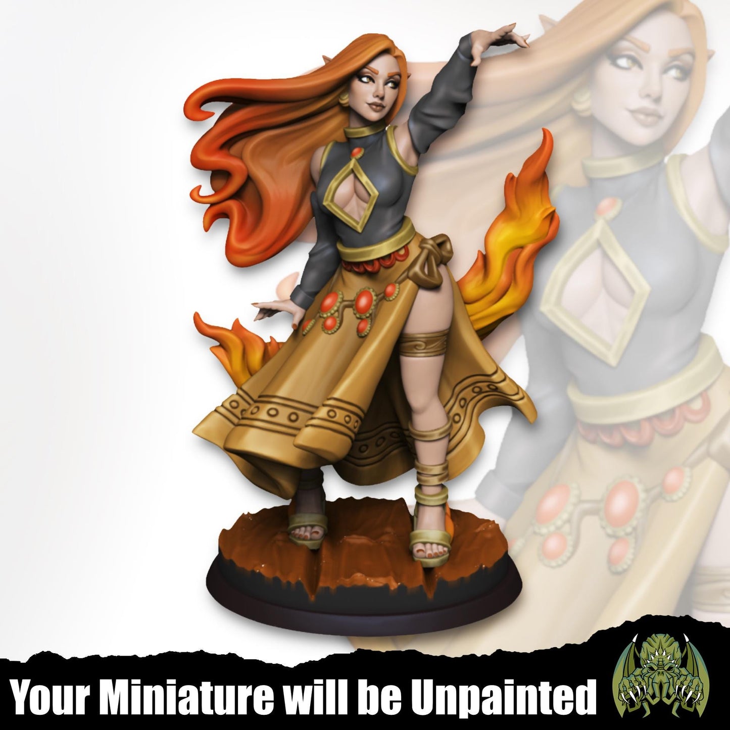 Ashara The Dancing Flame - Female Fire Genasi | Miniatures of Madness