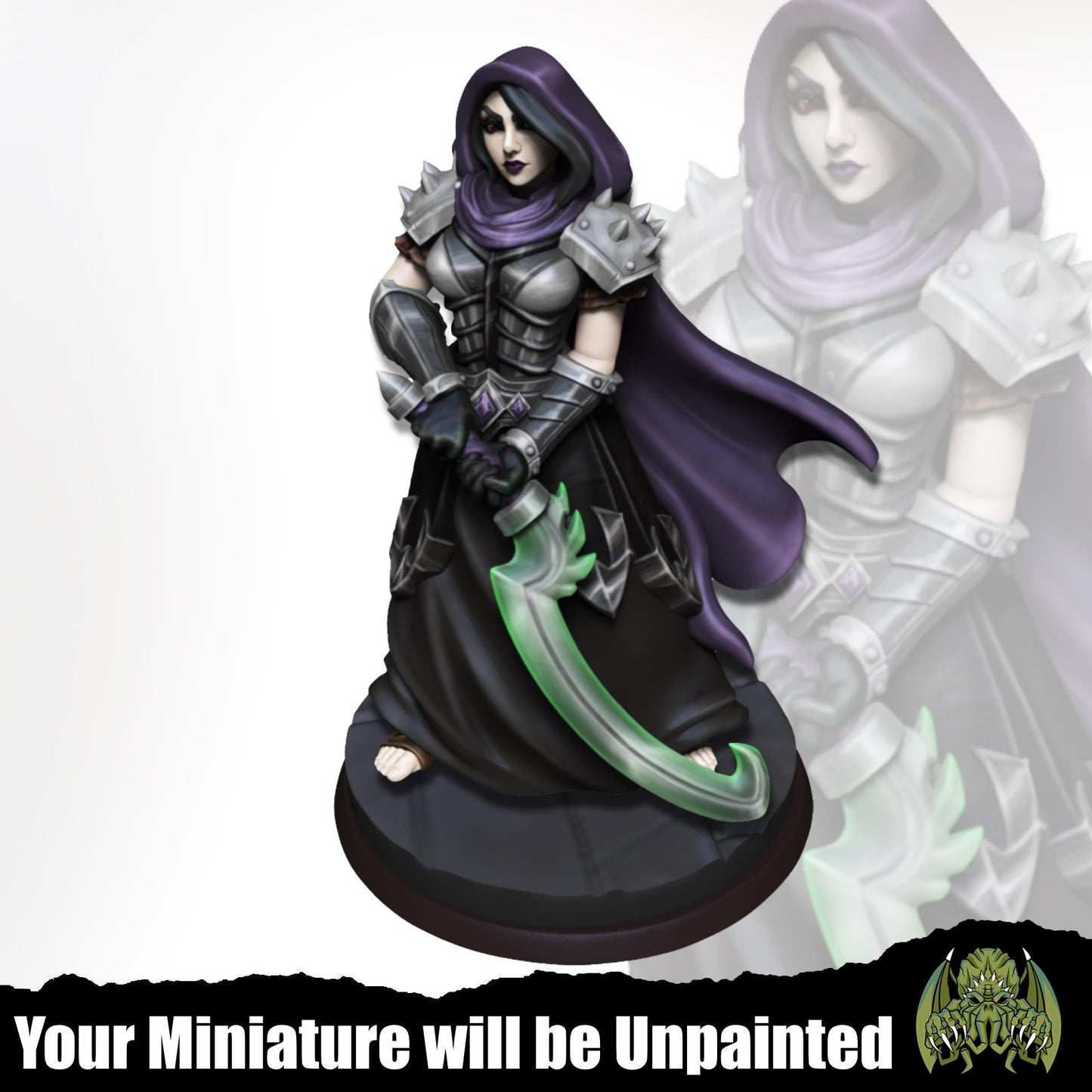 Beatrix The Reaper - Female Fighter Paladin Warlock Cleric | Miniatures of Madness