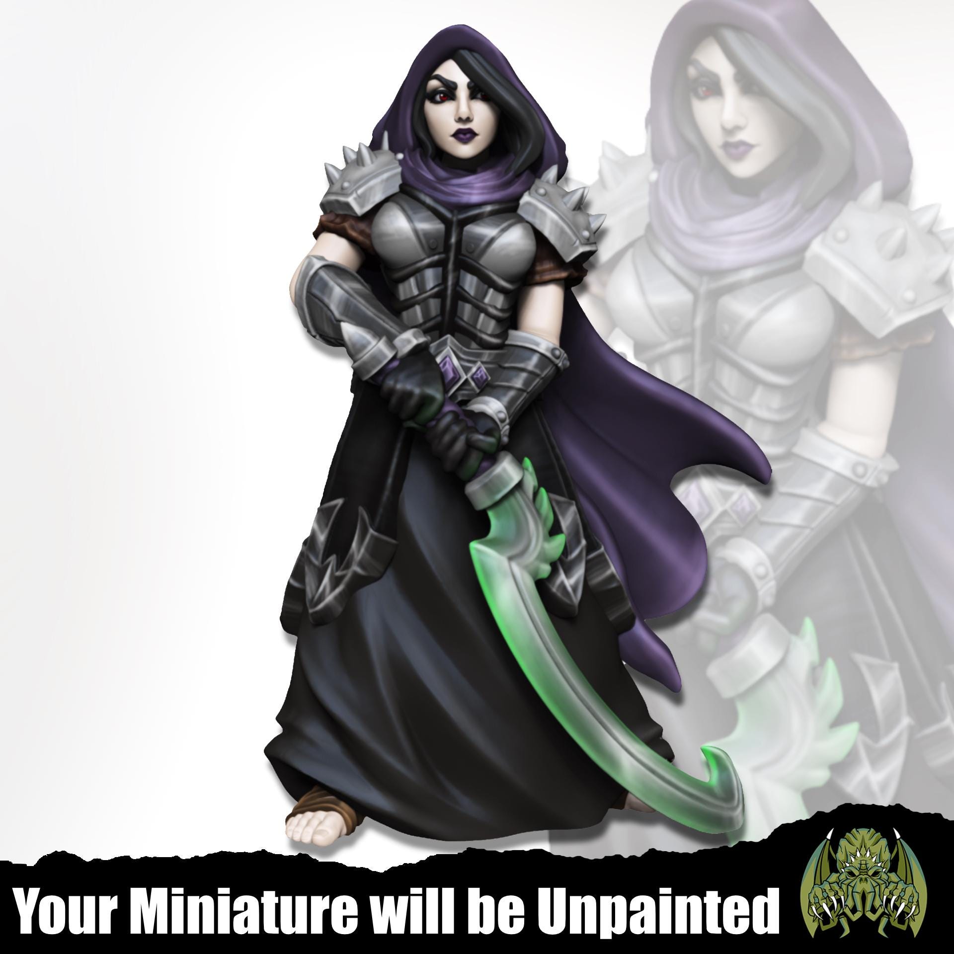 Beatrix The Reaper - Female Fighter Paladin Warlock Cleric | Miniatures of Madness