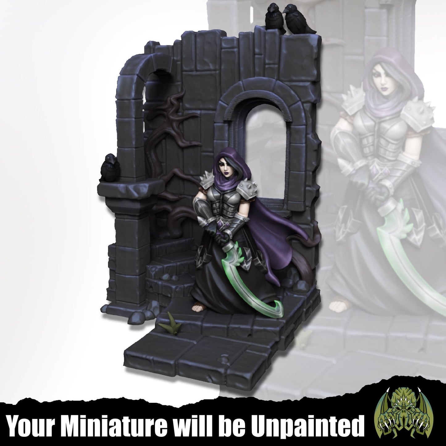 Beatrix The Reaper - Female Fighter Paladin Warlock Cleric | Miniatures of Madness