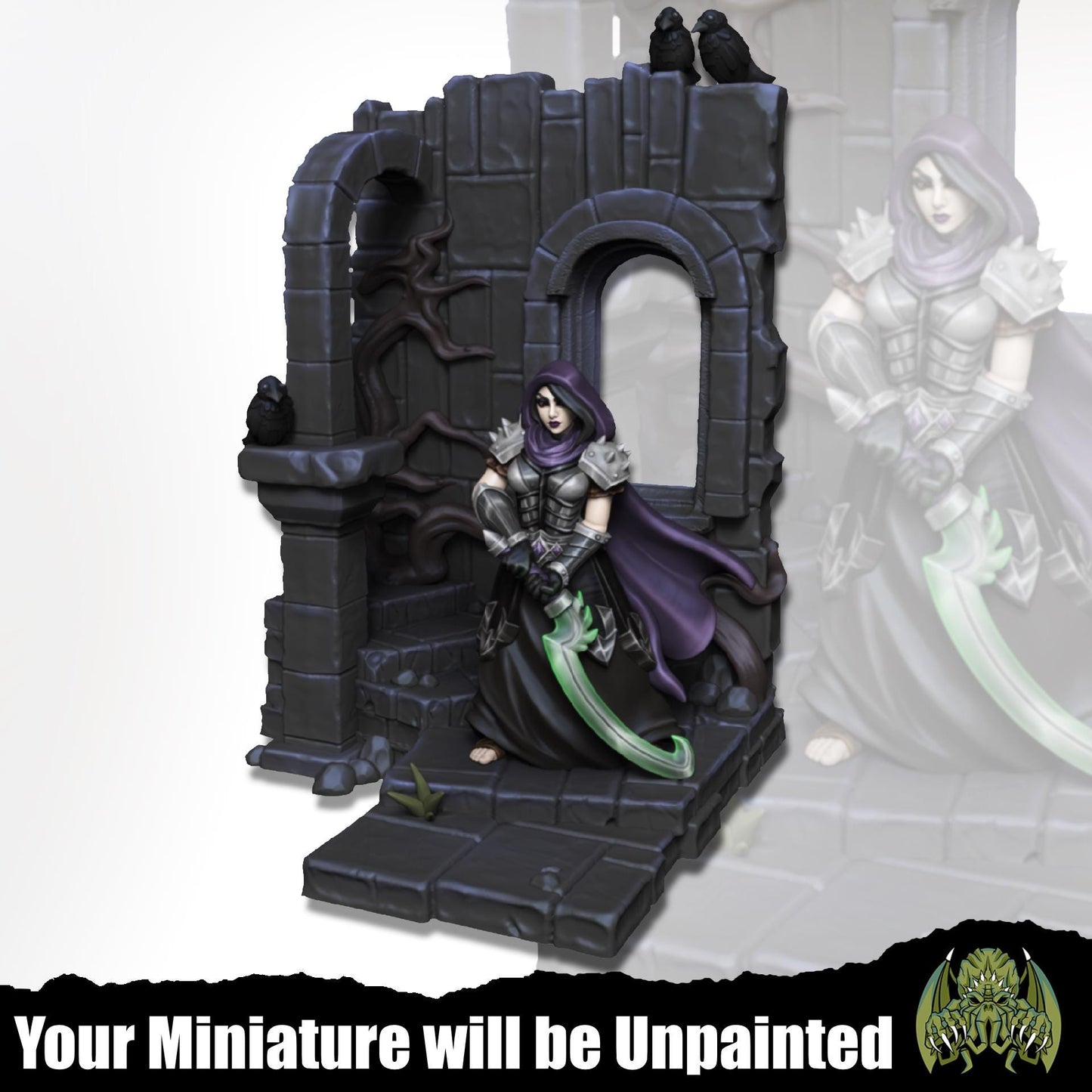 Beatrix The Reaper - Female Fighter Paladin Warlock Cleric | Miniatures of Madness